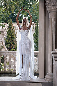 Hand Draping Pearl Dress